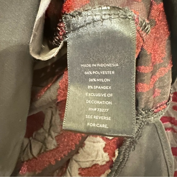 Vera Wang lingerie style black long sleeve semi-sheer blouse red velvet details - Picture 6 of 11